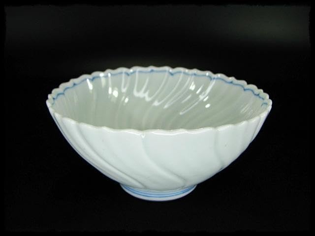 鳳樹軒 高島 文平 染付 稜花 花弁 向付 白磁 茶道具 懐石 器物 d39鳳樹